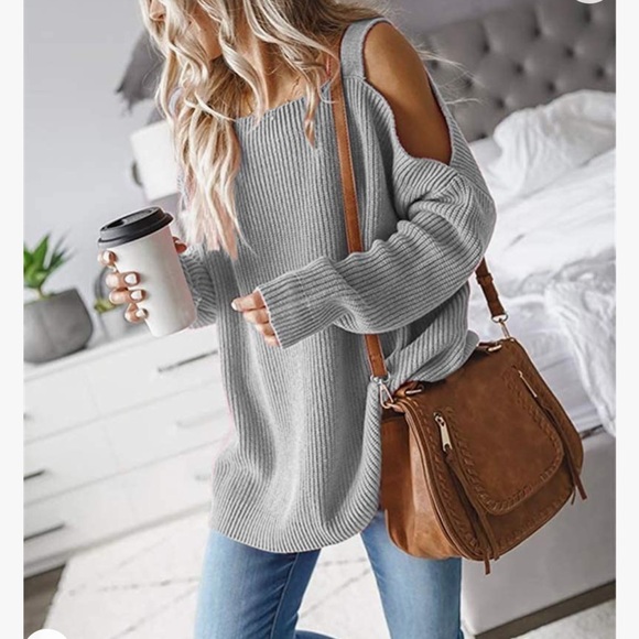 Super cute woman sweater cold shoulder oversized - Picture 7 of 10